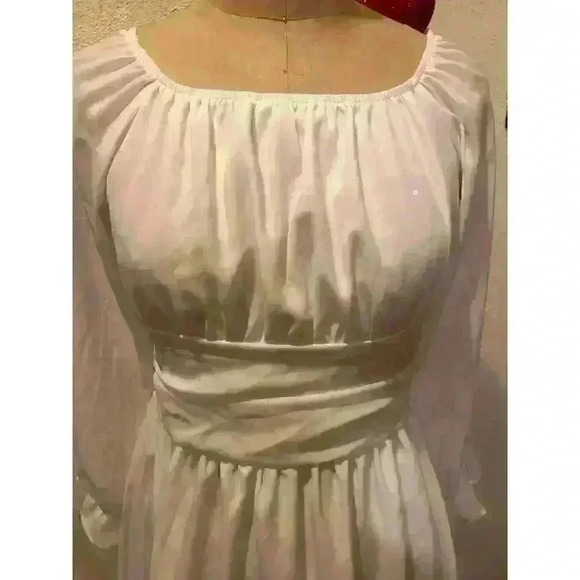 Zaful Square Neck Off the Shoulder Lantern Sleeve Tie Back Dress NWT Size 6 - Picture 5 of 14